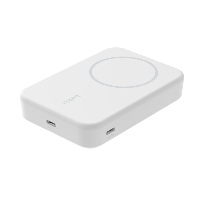 Belkin BoostCharge | Batterie externe sans fil magnétique 10K avec Qi2 + support - Blanc