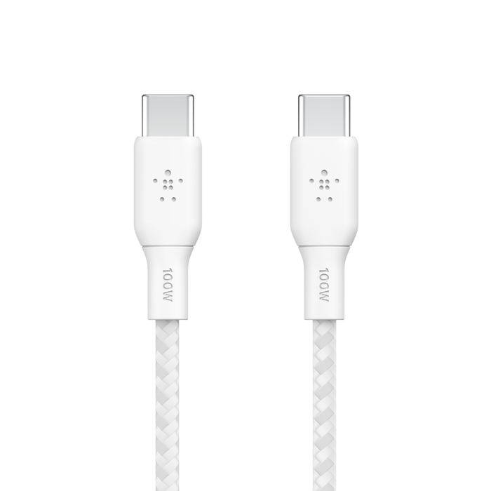 Belkin BoostCharge | gevlochten siliconen USB-C/USB-C-kabel (100W) - 3m - Wit