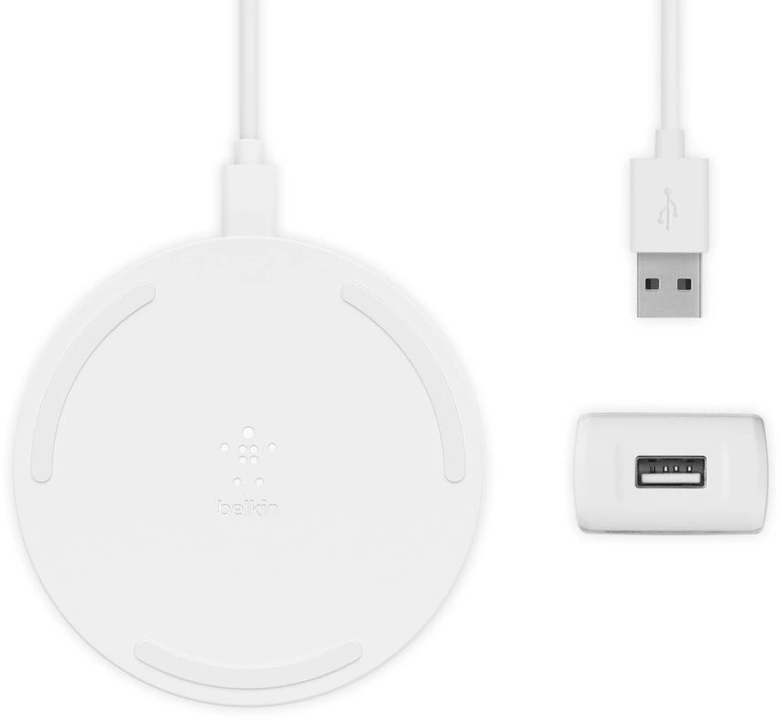 EOL Belkin BoostCharge | draadloos 10W-laadstation + Quick Charge 3.0-wandlader + kabel - Wit