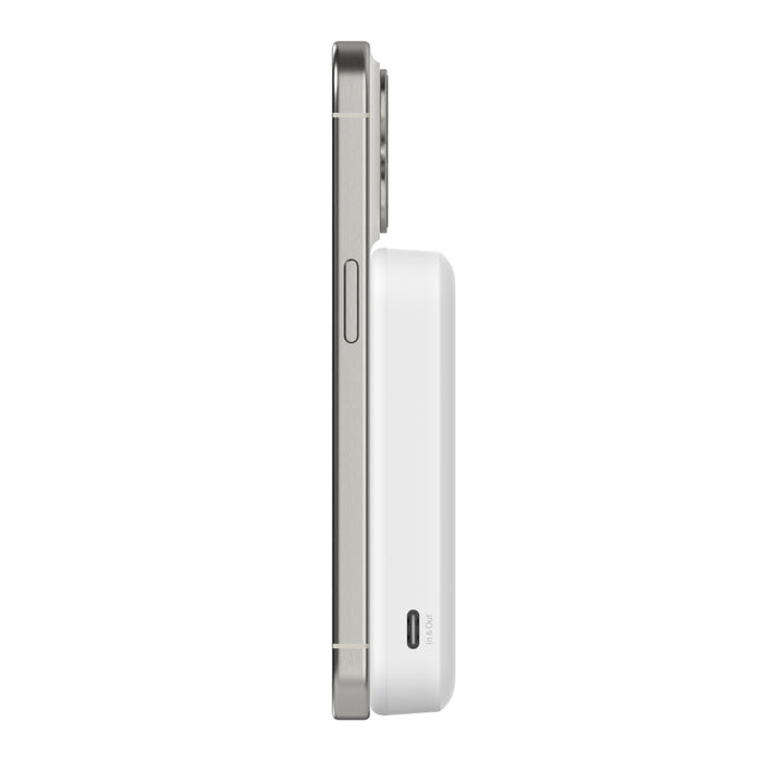 Belkin BoostCharge | Batterie externe sans fil magnétique 8K avec Qi2 + support - Blanc