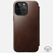 EOL Nomad Modern Leather Folio pour iPhone 14 Pro Max - Cuir Horween - Brun Rustique