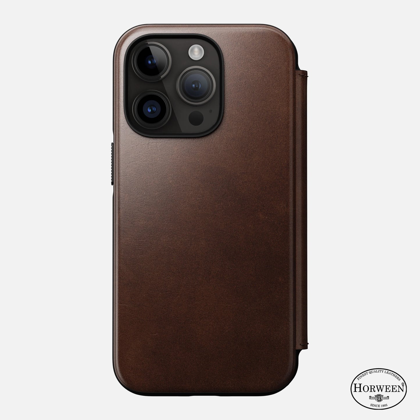 Nomad Modern Leather Folio pour iPhone 14 Pro - Cuir Horween - Brun Rustique