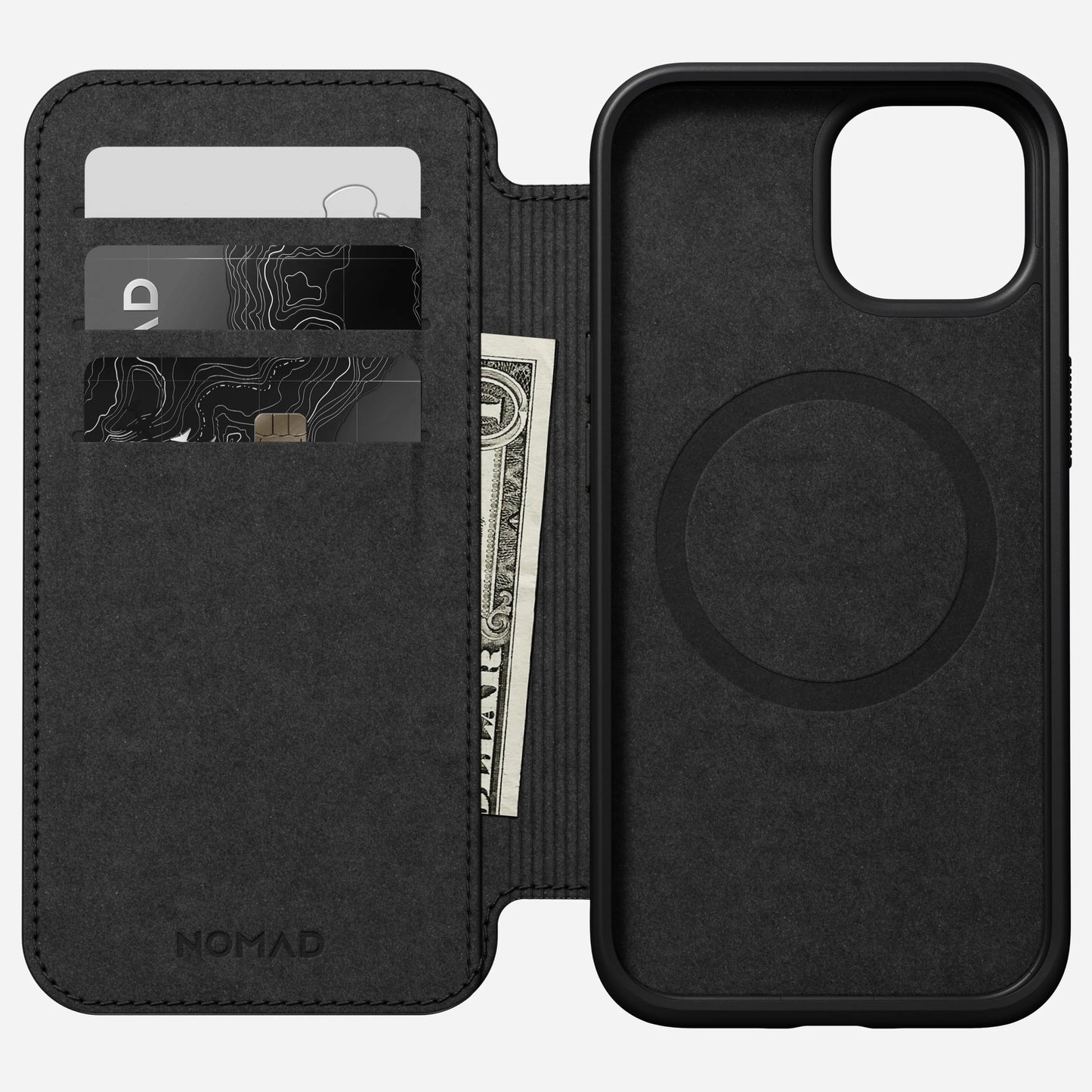 EOL Nomad Modern Leather Folio voor iPhone 15 - Zwart