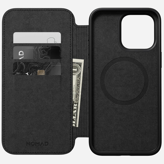 EOL Nomad Modern Leather Folio voor iPhone 15 Pro - Zwart