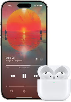 iPhone naast AirPods Pro in een geopende oplaadcase