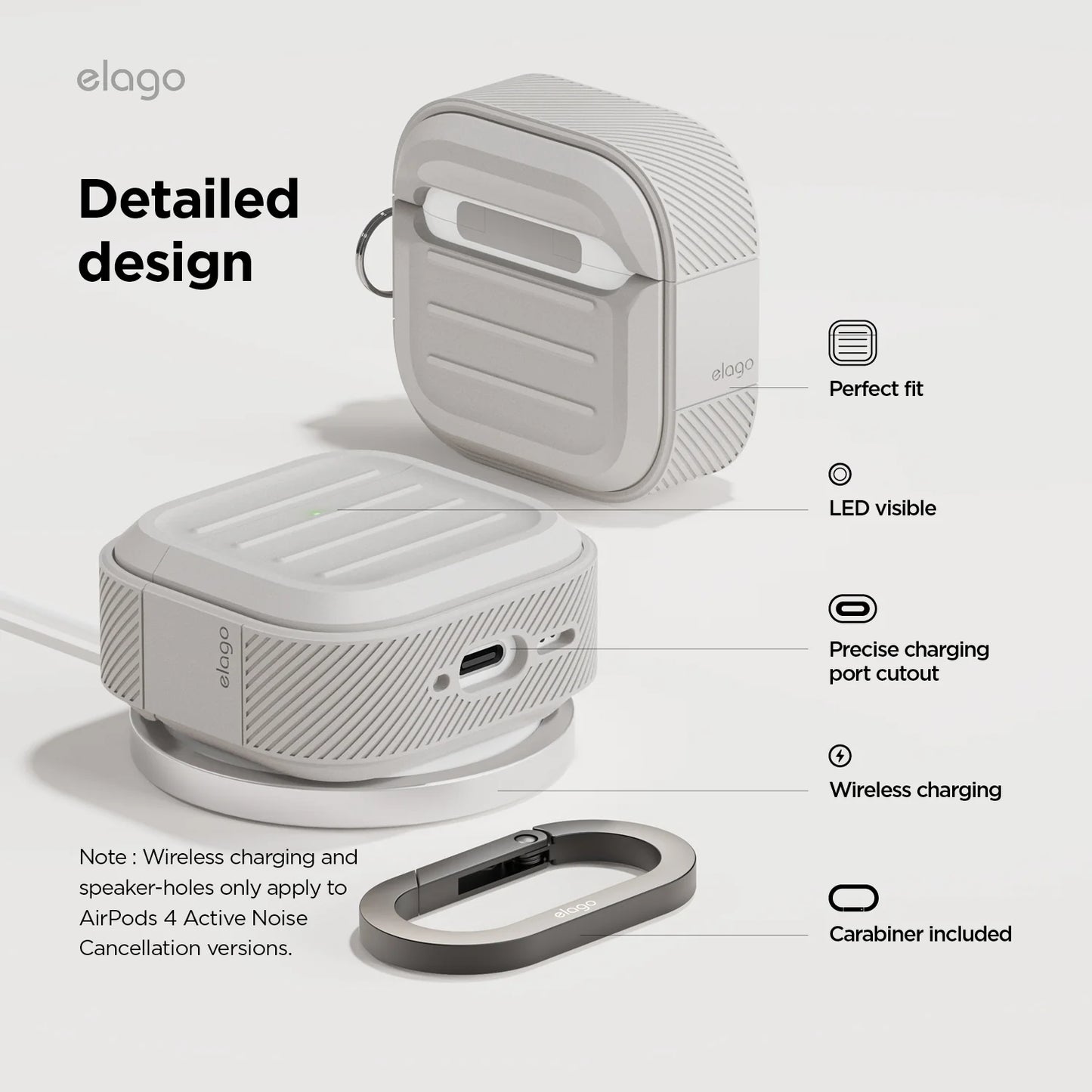 Elago Armor Protective Hang Case pour AirPods 4 - Beige