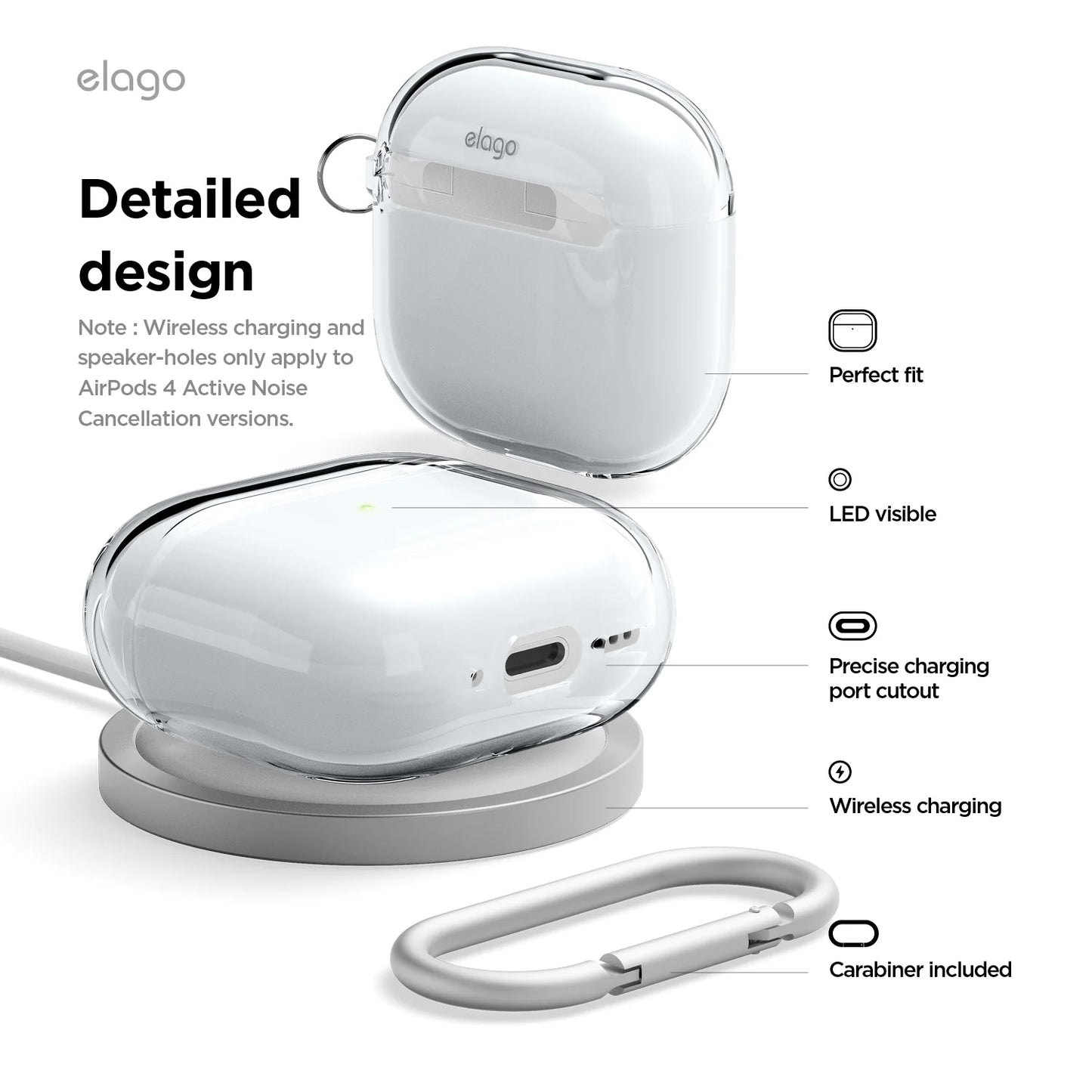 Elago Clear Hang Case pour AirPods 4 - Transparent