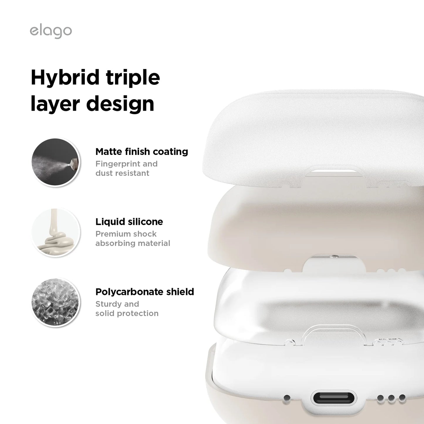 Elago Liquid Hybrid Case pour AirPods (4e gén.) - Noir