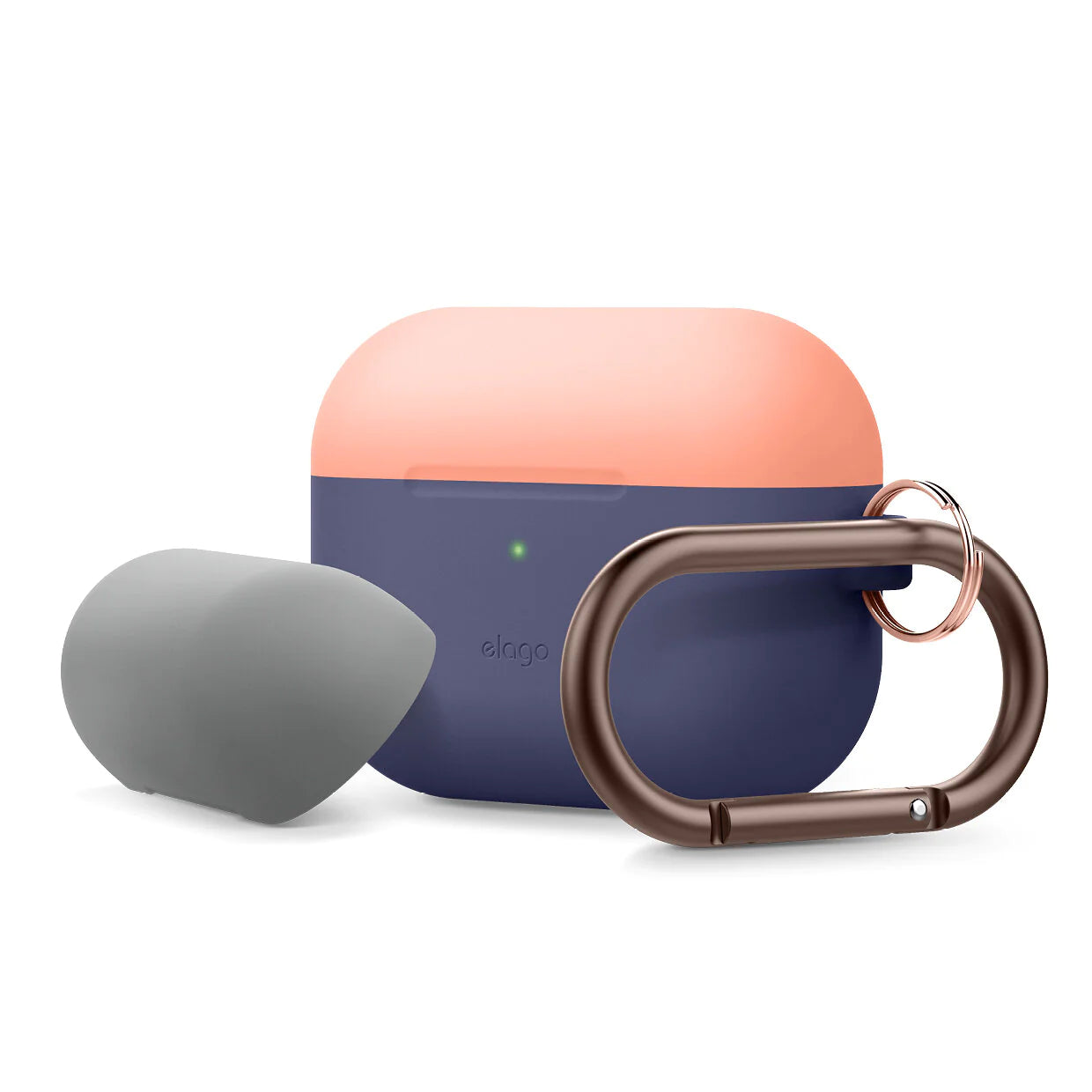 Elago Silicon DUO Hang Case pour AirPods Pro - Indigo (body) - Peach, Medum Grey (top)