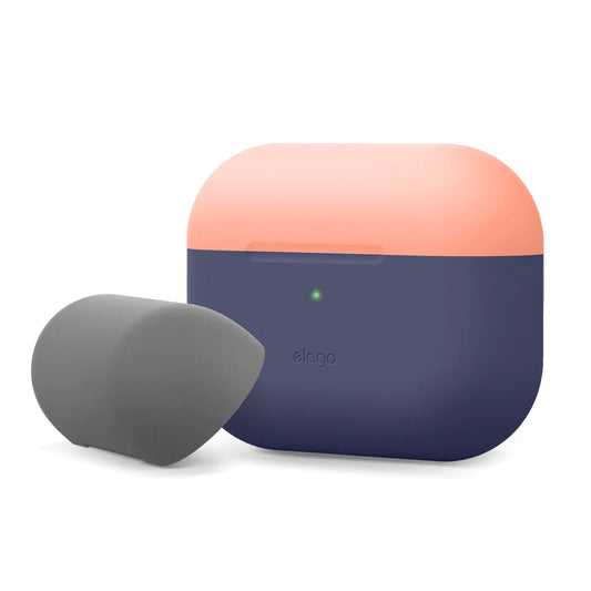 Elago Silicon DUO Case voor AirPods Pro - Indigo (body) - Peach, Medum Grey (top)