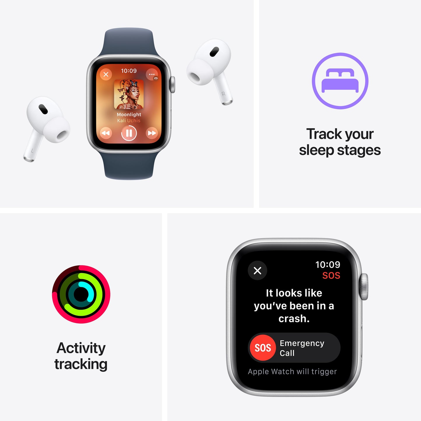 [OPEN BOX] Apple Watch SE GPS, Boîtier en aluminium lumière stellaire de 44 mm, Bracelet Sport lumière stellaire - M/L