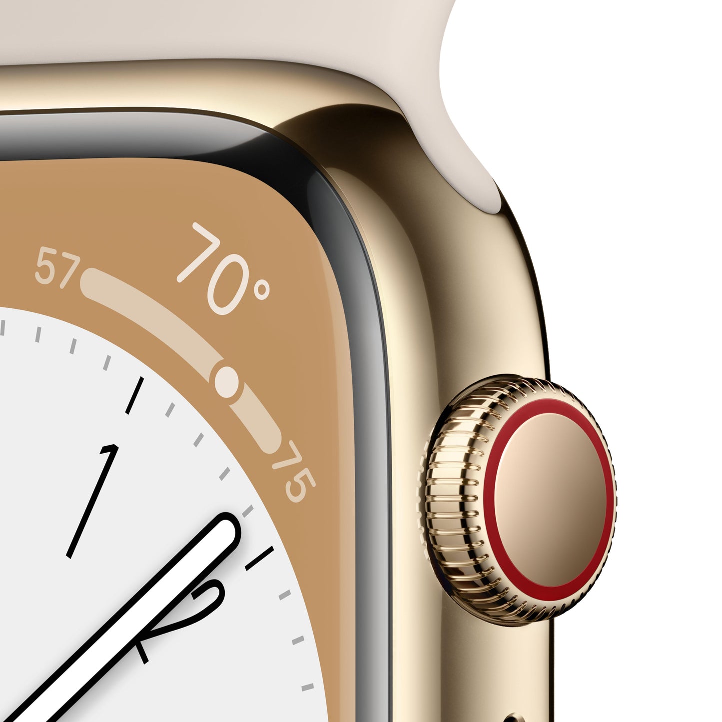 EOL Apple Watch Series 8 (GPS + Cellular) • 45‐mm kast van goudkleurig roestvrij staal • Sterrenlicht sportbandje - Standaardmaat