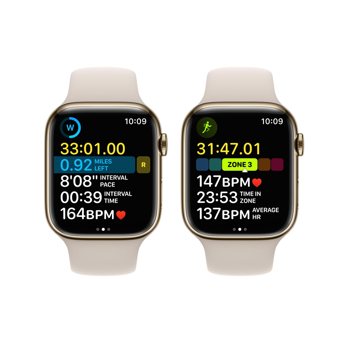 EOL Apple Watch Series 8 (GPS + Cellular) • 45‐mm kast van goudkleurig roestvrij staal • Sterrenlicht sportbandje - Standaardmaat