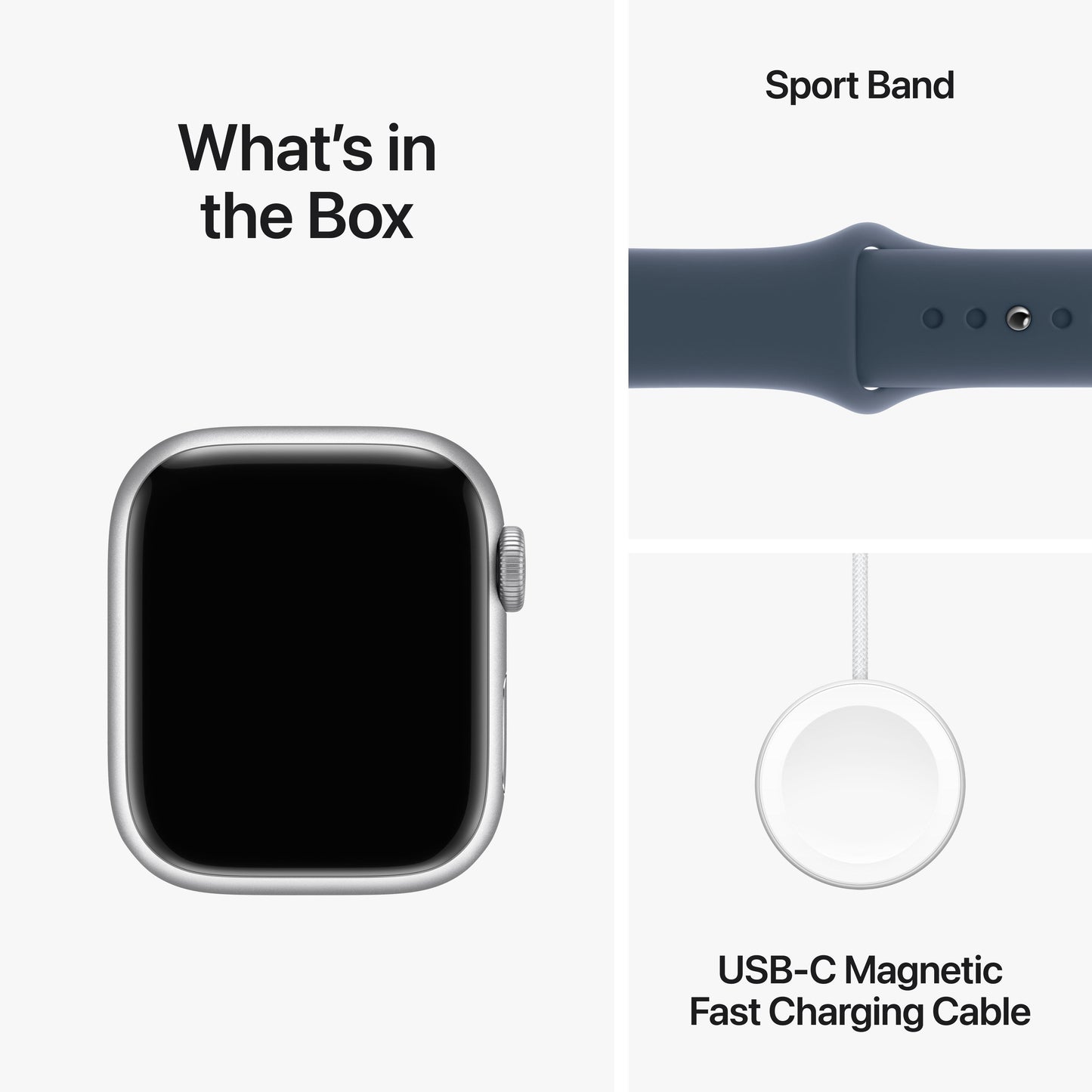 [OPEN BOX] Apple Watch Series 9 GPS, Boîtier en aluminium argent de 41 mm, Bracelet Sport bleu orage - S/M