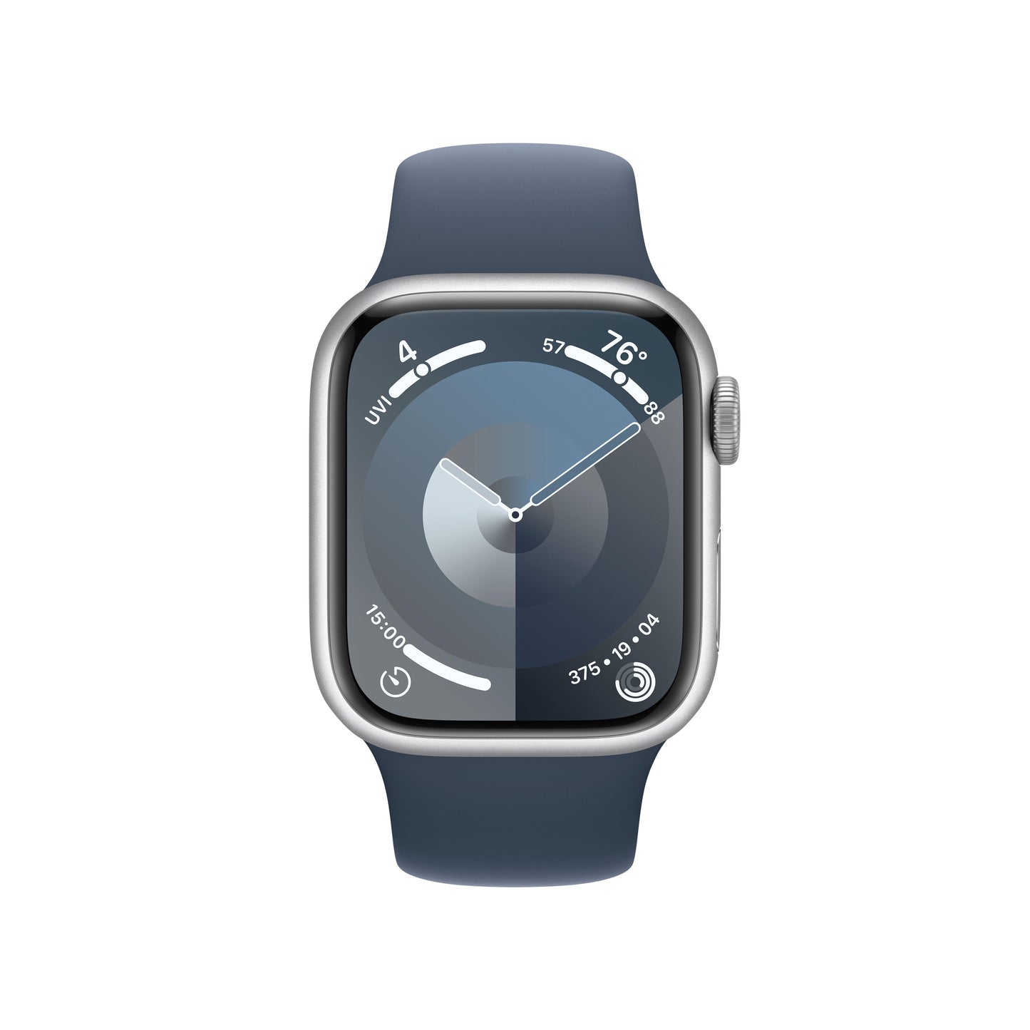 [OPEN BOX] Apple Watch Series 9 GPS, Boîtier en aluminium argent de 41 mm, Bracelet Sport bleu orage - S/M