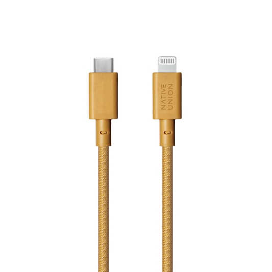 Native Union Belt XL Câble USB-C vers Lightning - 3m - Jaune Moutarde