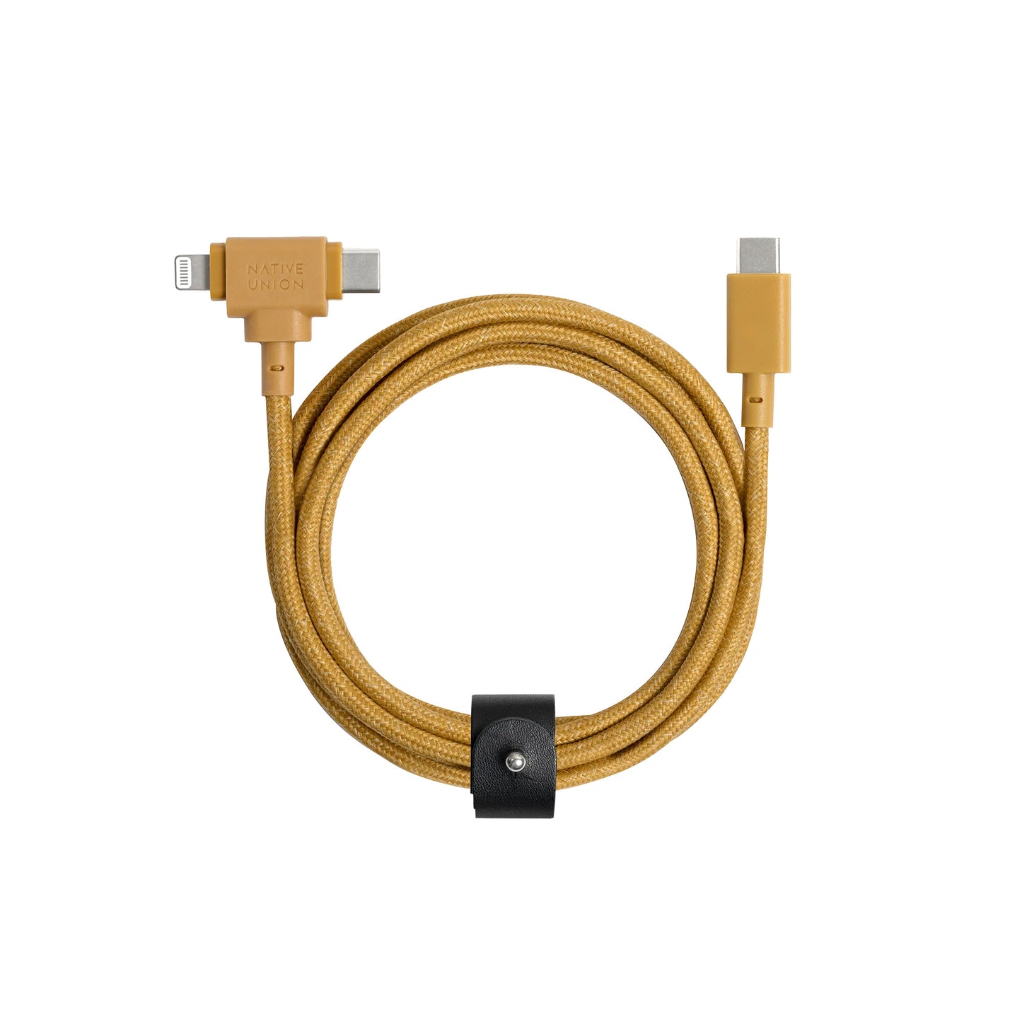 Native Union Belt Duo Câble USB-C vers USB-C/Lightning - 1,5m - Jaune Moutarde