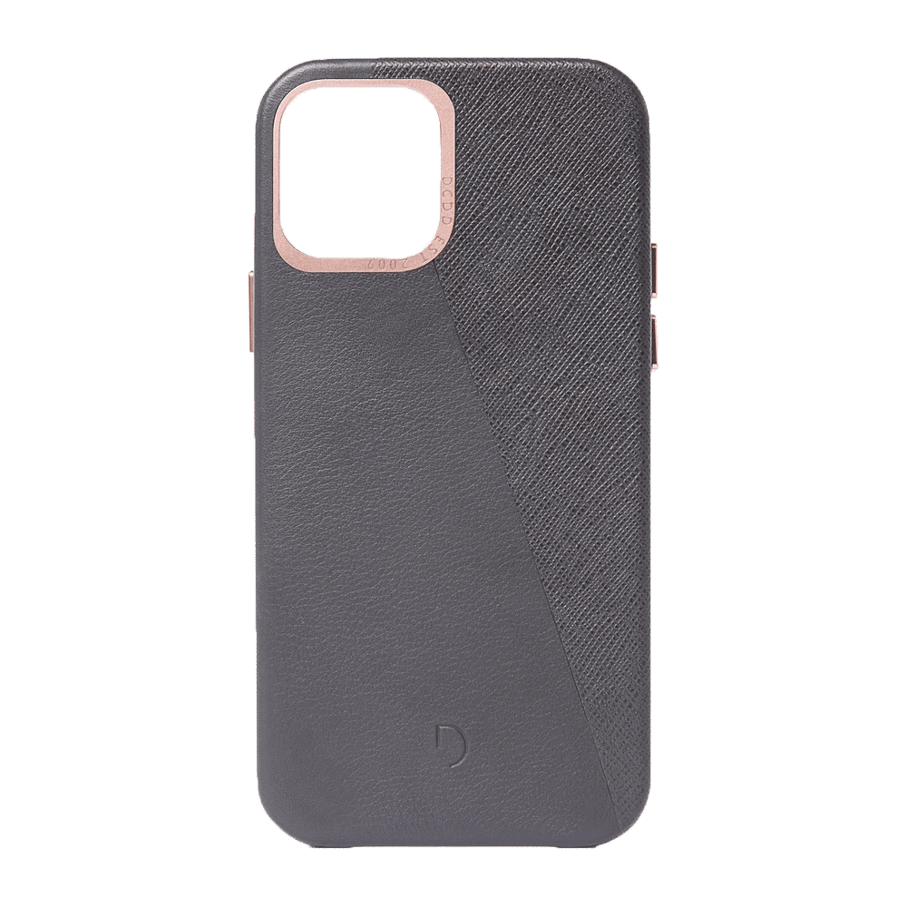 Decoded Leren Backcover voor iPhone 12 mini - Antraciet/Roségoud