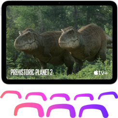 iPad met op het scherm de Apple TV+-serie Prehistoric Planet