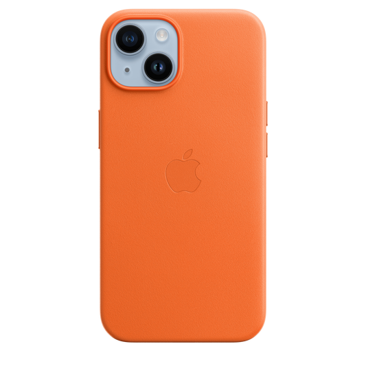 EOL Coque en cuir avec MagSafe pour iPhone 14 - Orange