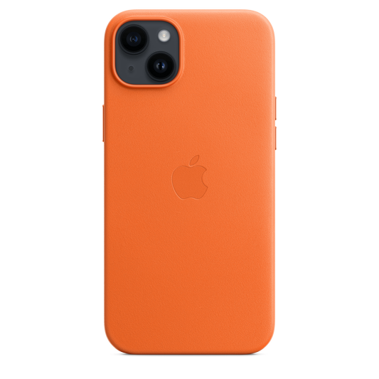 EOL Coque en cuir avec MagSafe pour iPhone 14 Plus - Orange