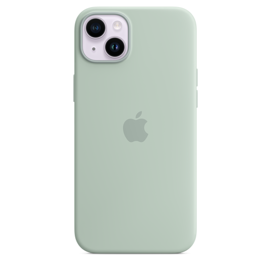 Coque en silicone avec MagSafe pour iPhone 14 Plus - Bleu cactus