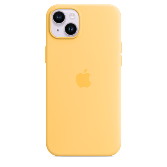 Coque en silicone avec MagSafe pour iPhone 14 Plus - Soleil pâle