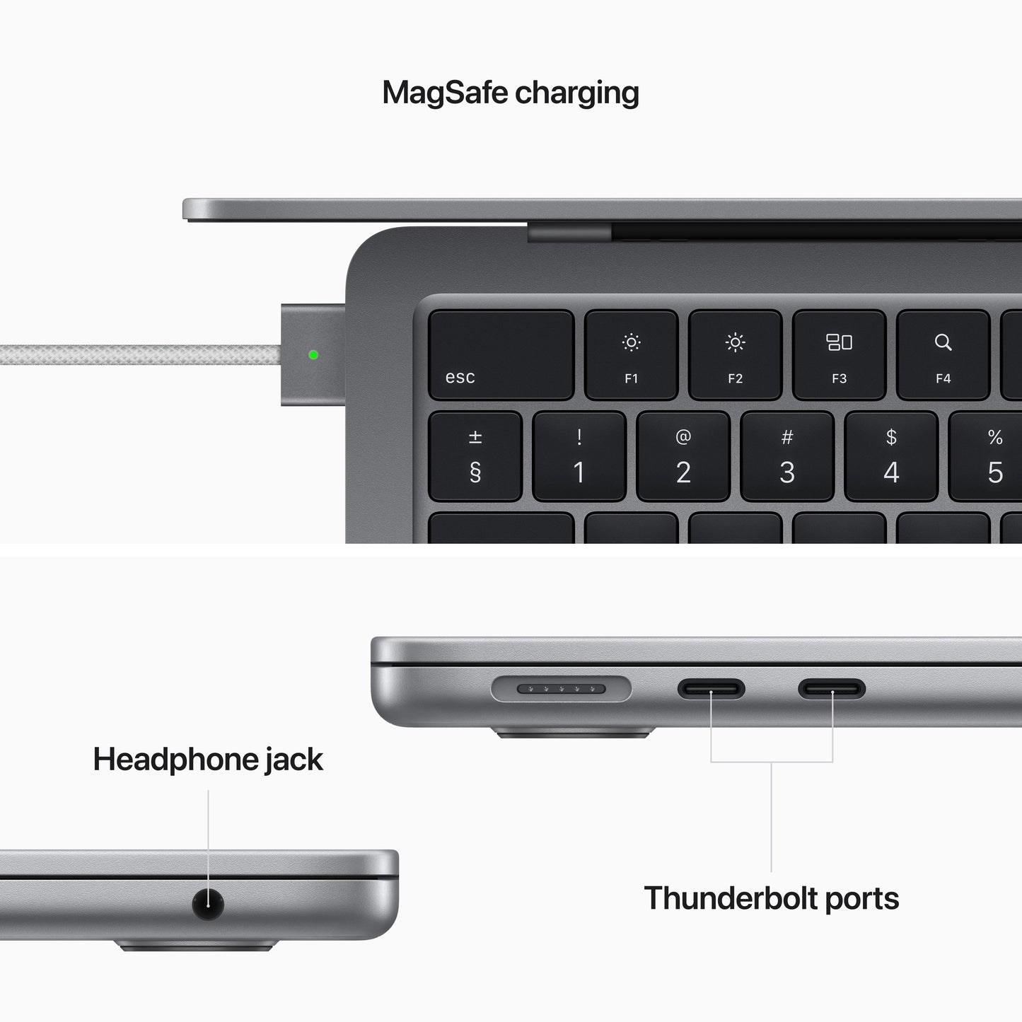 MacBook Air 13 pouces: Puce Apple M2 avec CPU 8 cœurs et GPU 8 cœurs, 8 Go, 256 Go - Gris sidéral (Azerty FR)