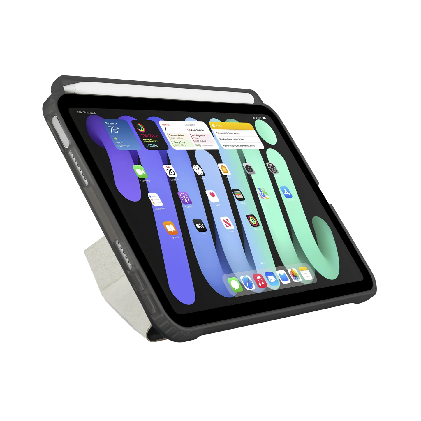 Pipetto Origami Pencil Case pour iPad Mini 7 (2024) - Noir