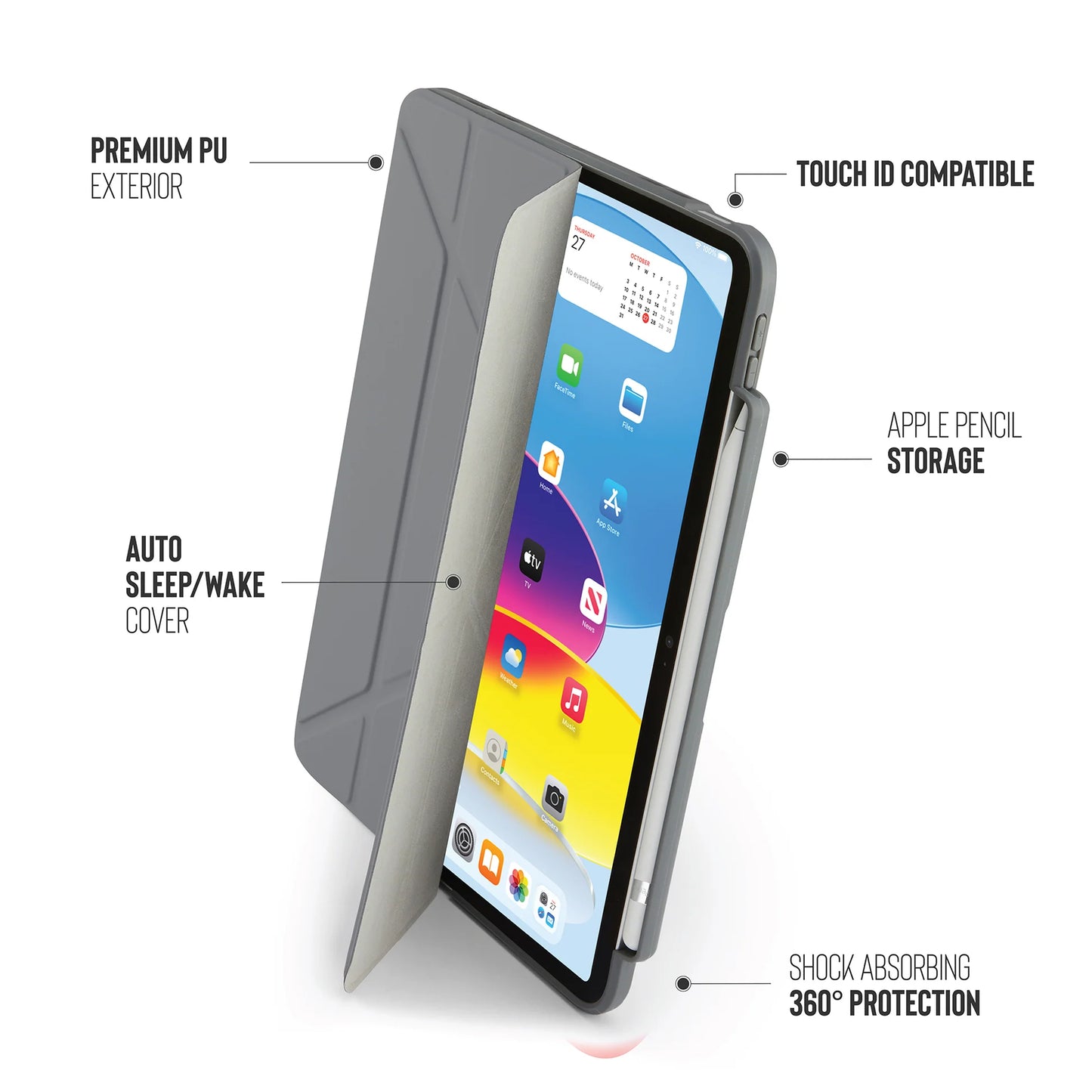 Pipetto Origami Pencil Case pour iPad (10e gén.) - Gris Foncé