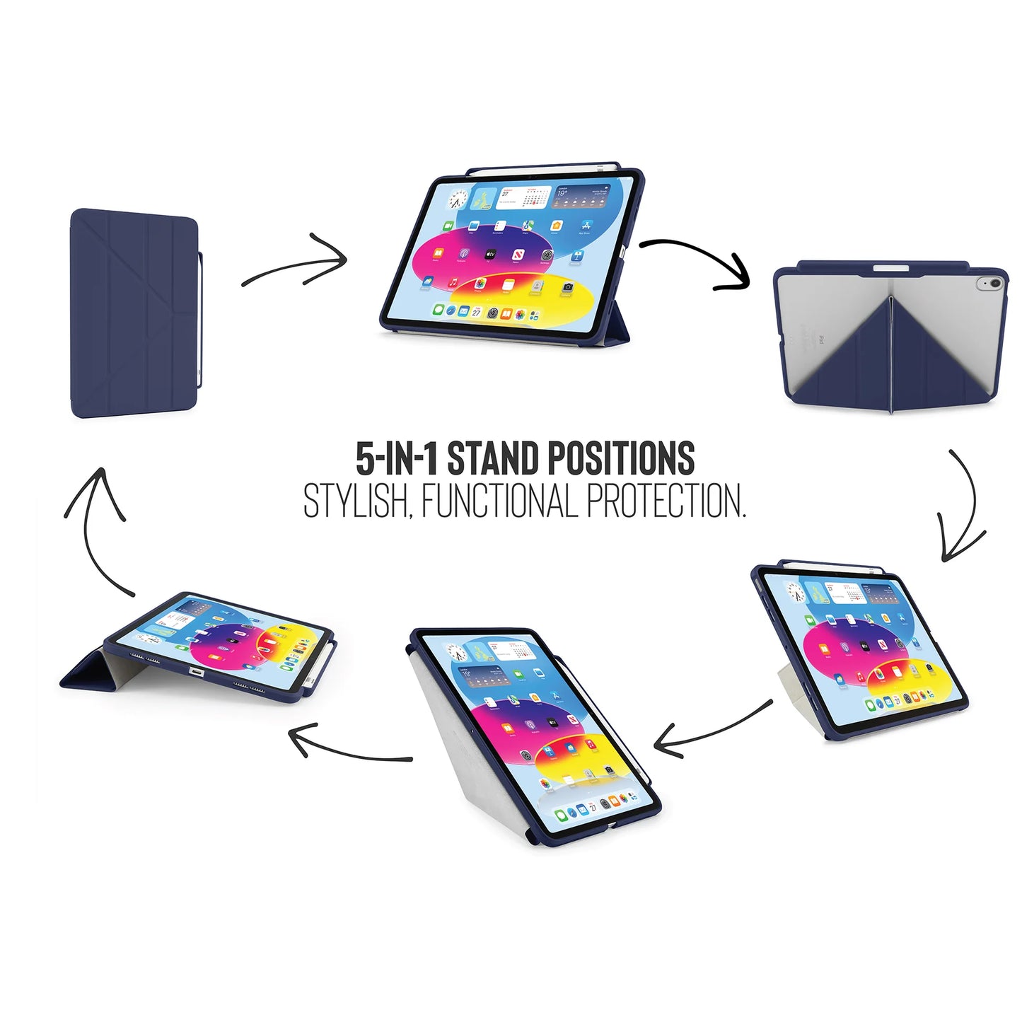 Origami Pencil Case pour iPad (10e gén.) - Bleu Foncé