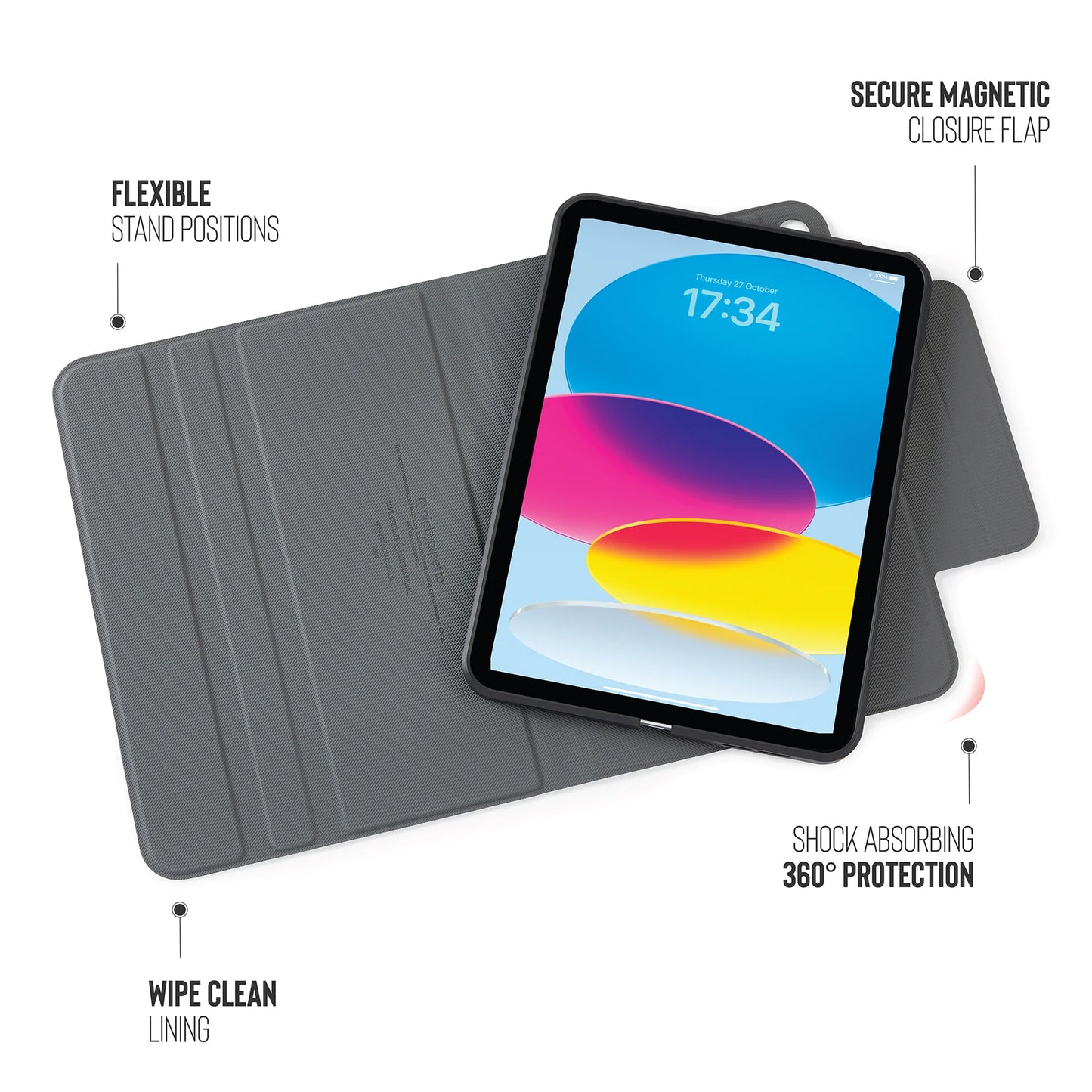 Pipetto Rotating Folio pour iPad (10e gén.) - Noir