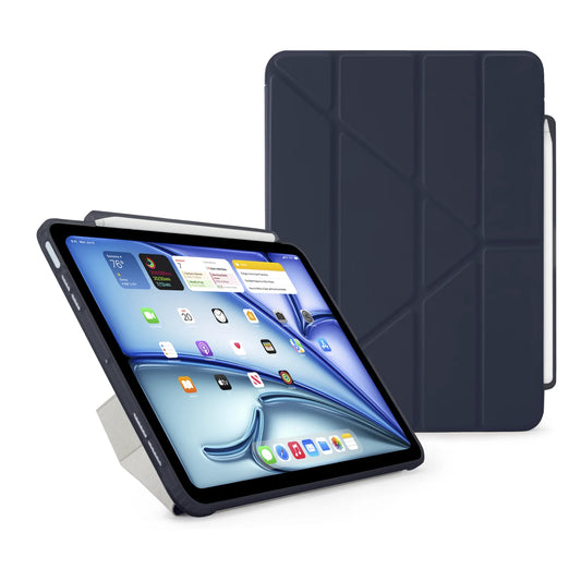 Pipetto Origami Pencil Case pour iPad Air 11 pouces (M2) / iPad Air 10,9 pouces (2022/2020) - Bleu foncé