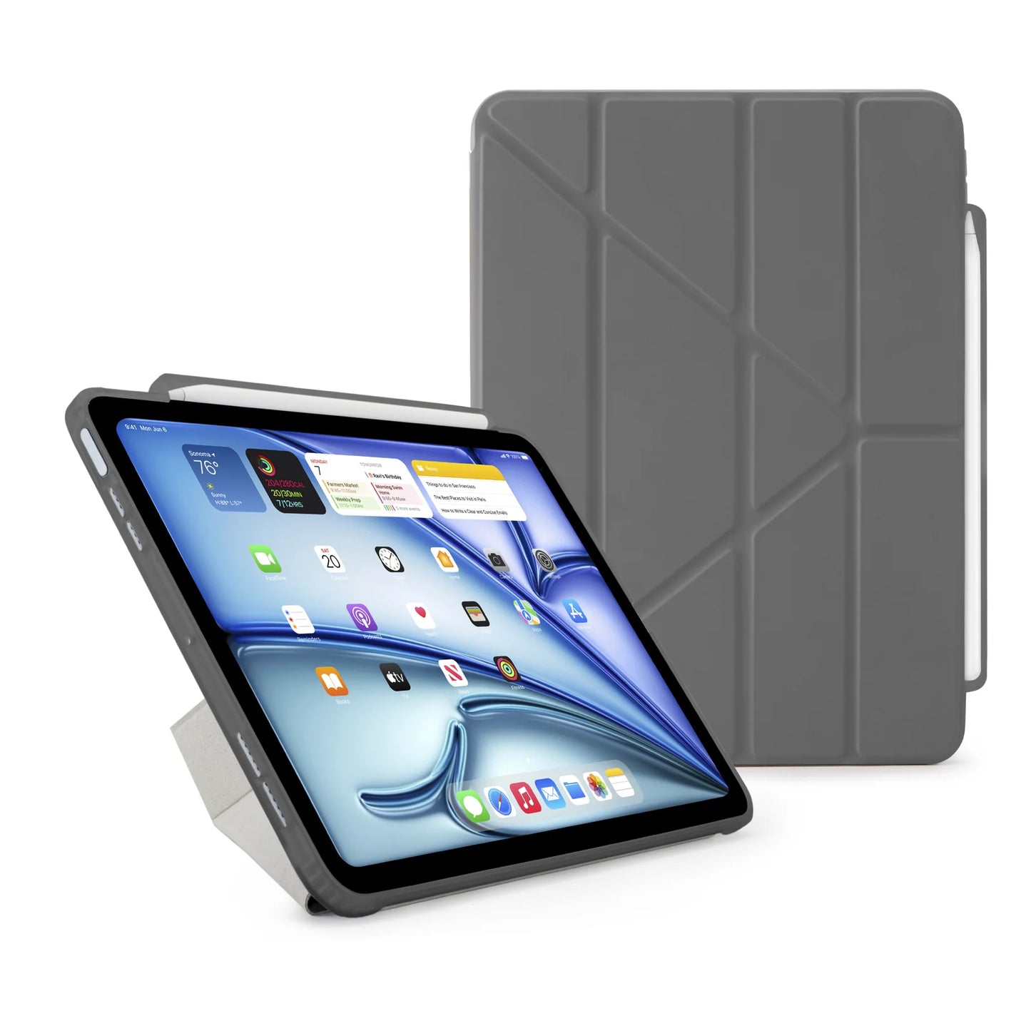 Pipetto Origami Pencil Case pour iPad Air 11 pouces (M2) / iPad Air 10,9 pouces (2022/2020) - Gris