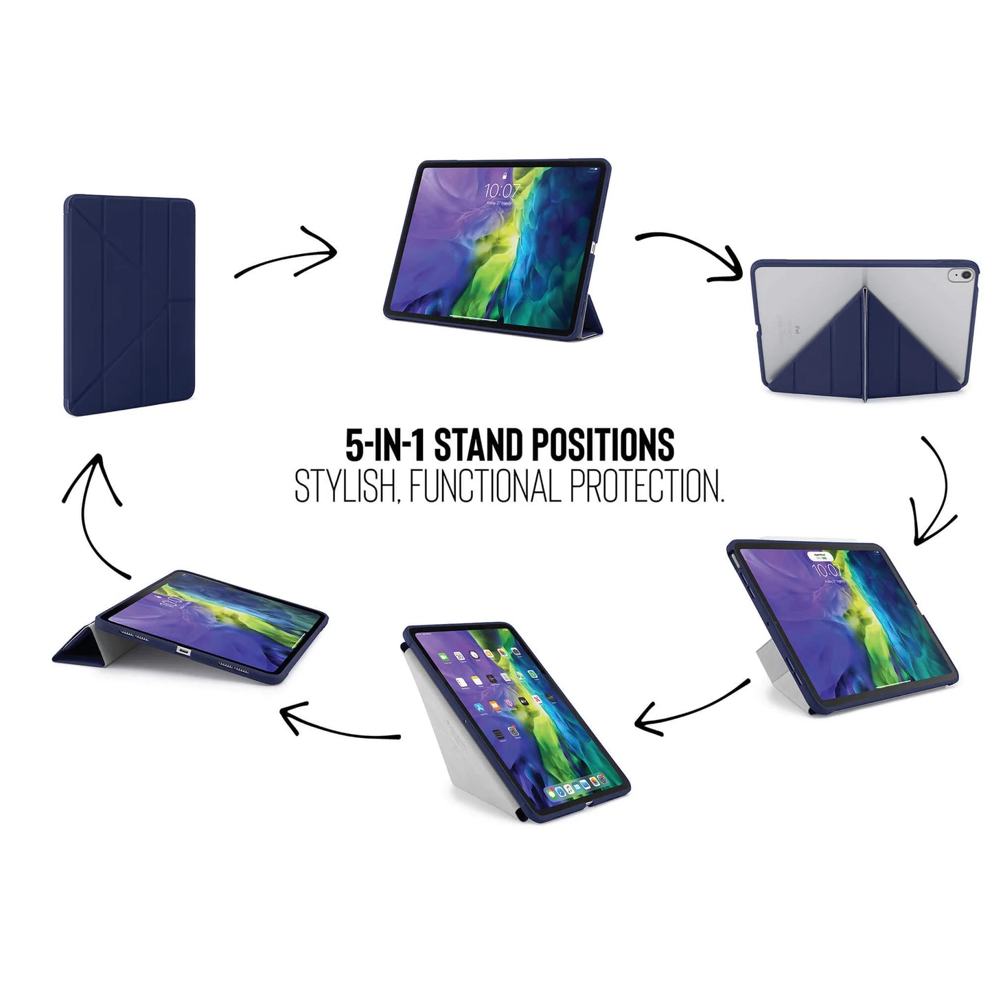 EOL Pipetto Origami Case pour iPad Air 10,9 pouces (2022/2020) / iPad Air 11 pouces (M2) - Bleu foncé