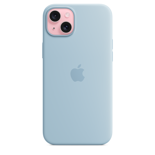 Coque en silicone avec MagSafe pour iPhone 15 Plus - Bleu clair