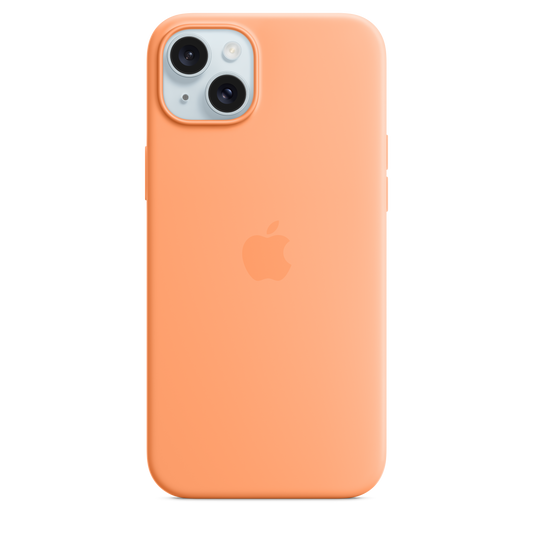 Coque en silicone avec MagSafe pour iPhone 15 Plus - Sorbet à l’orange