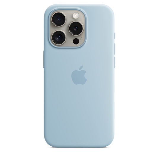 Coque en silicone avec MagSafe pour iPhone 15 Pro - Bleu clair