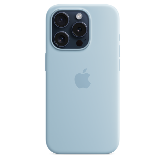 Coque en silicone avec MagSafe pour iPhone 15 Pro - Bleu clair