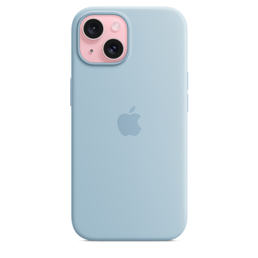 Coque en silicone avec MagSafe pour iPhone 15 - Bleu clair