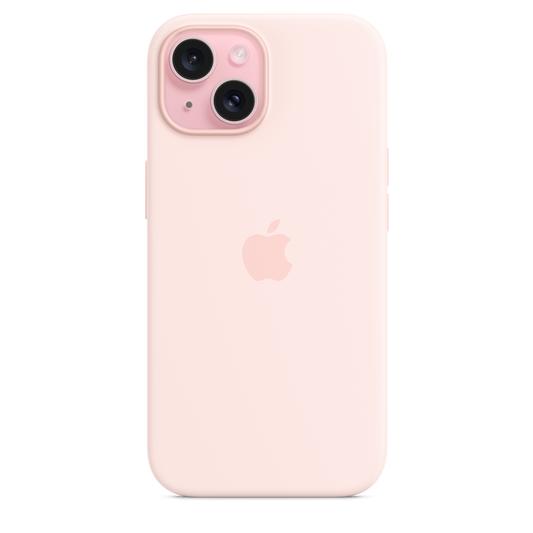 Coque en silicone avec MagSafe pour iPhone 15 - Rose pâle