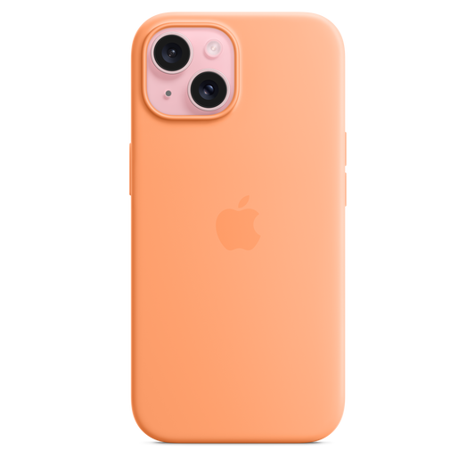 Coque en silicone avec MagSafe pour iPhone 15 - Sorbet à l’orange