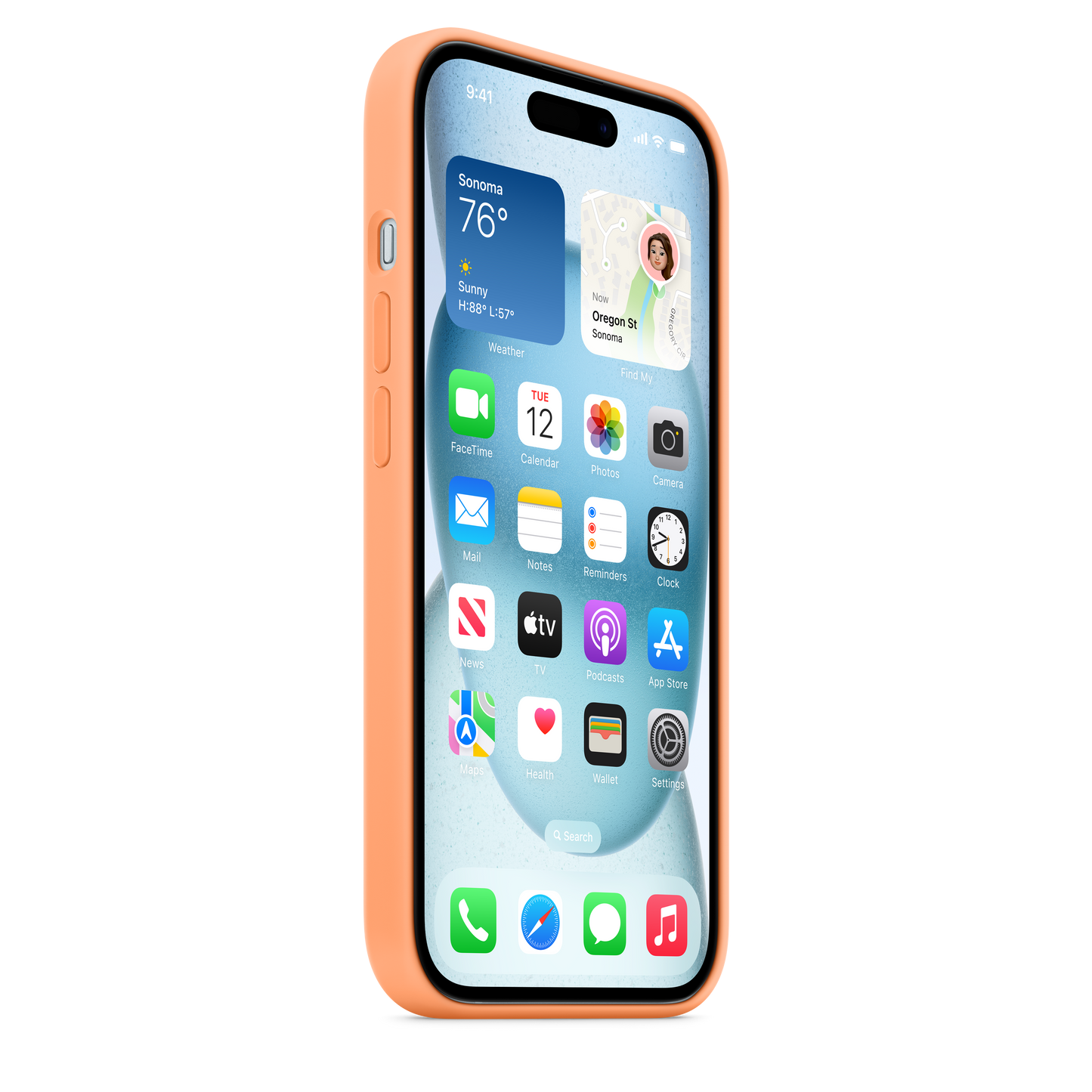 Coque en silicone avec MagSafe pour iPhone 15 - Sorbet à l’orange