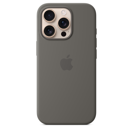 Coque en silicone avec MagSafe pour iPhone 16 Pro - Gris minéral