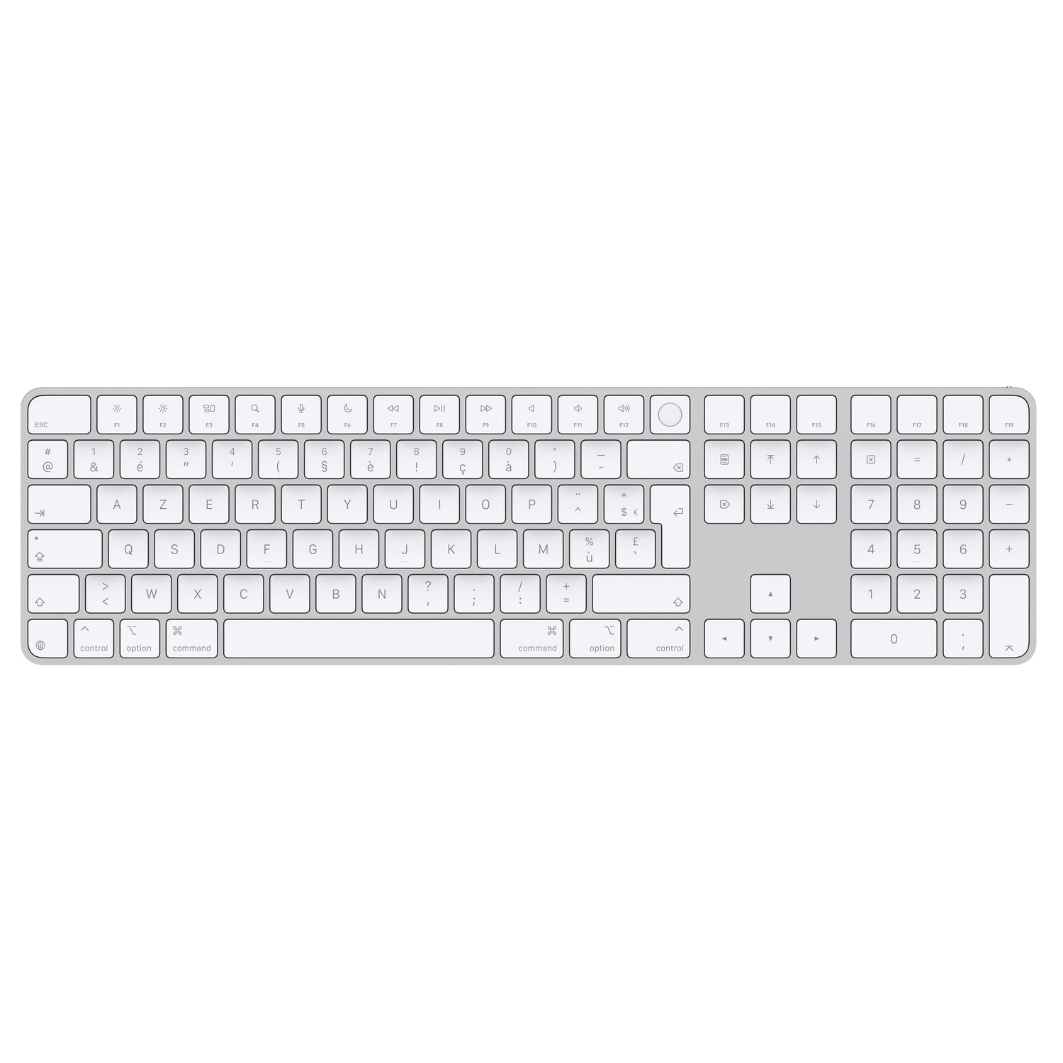 Magic Keyboard avec Touch ID et pavé numérique pour les Mac avec puce Apple - Français - Touches blanches (USB-C)